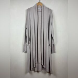 Athleta Pranayama Long Wrap Cardigan XL Taupe Greige Athleisure Activewear Luxe